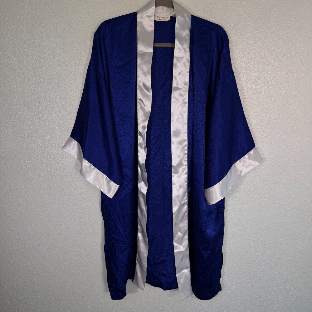 Vintage Victorias Secret Robe Women Satin Floral Paisley Kimono Cardi Gold Label